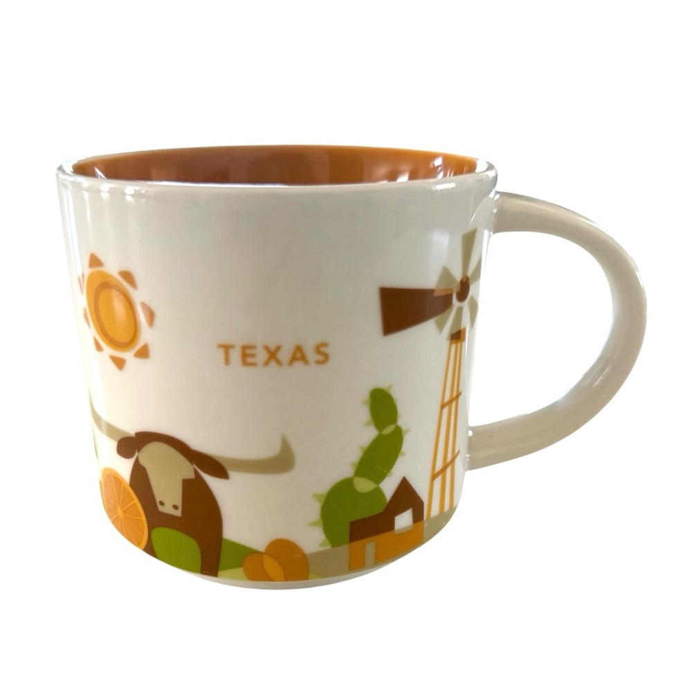 Starbucks You Are Here Texas State Ceramic Coffee Mug Orange